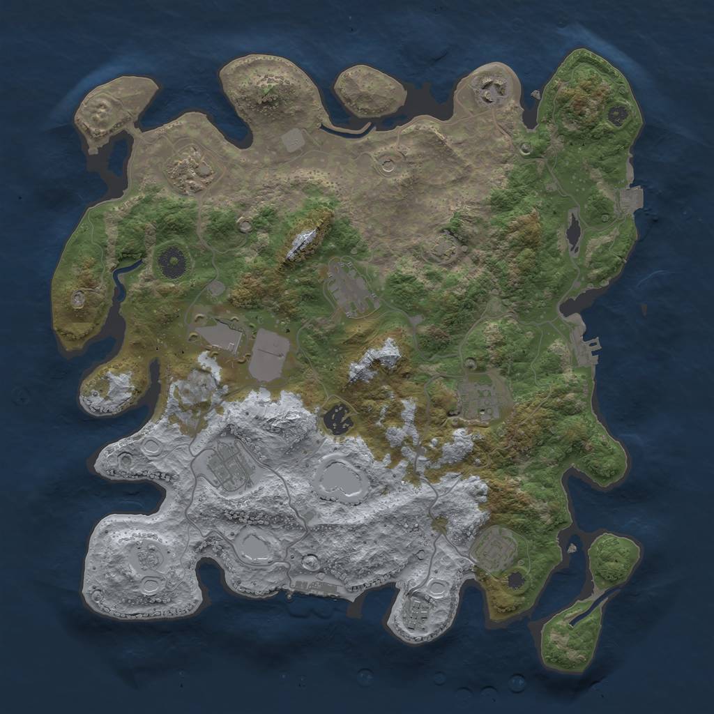 Rust Map: Procedural Map, Size: 3700, Seed: 30440188, 17 Monuments