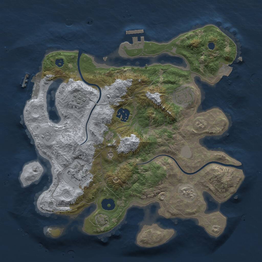 Rust Map: Procedural Map, Size: 3000, Seed: 742561208, 10 Monuments