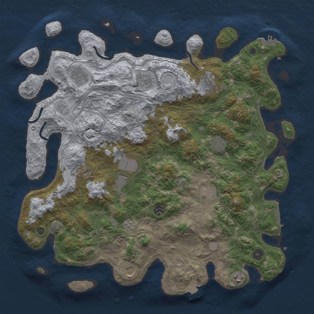 Rust Map: Procedural Map, Size: 4400, Seed: 42618886, 19 Monuments