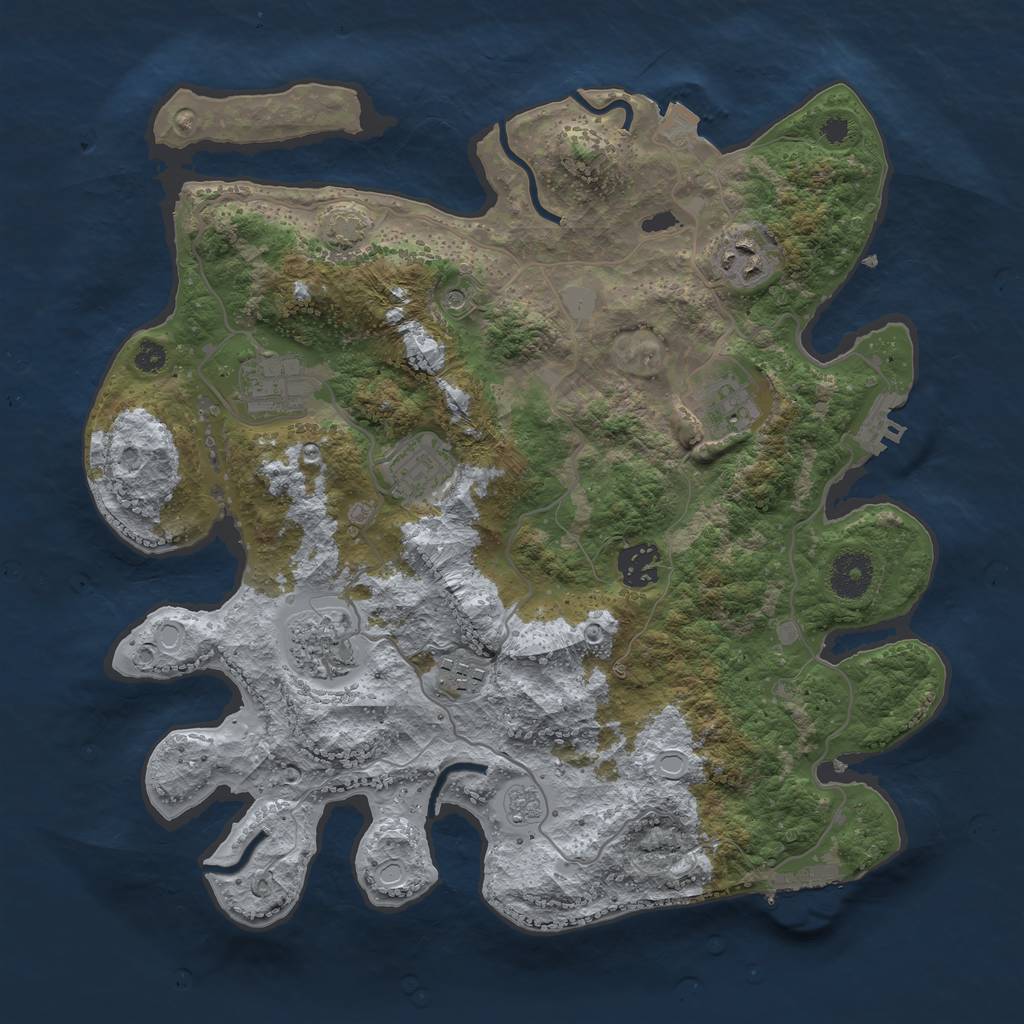 Rust Map: Procedural Map, Size: 3450, Seed: 73484148, 15 Monuments