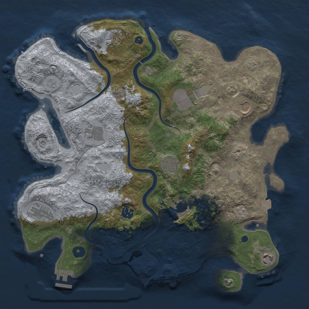 Rust Map: Procedural Map, Size: 3800, Seed: 34181990, 15 Monuments