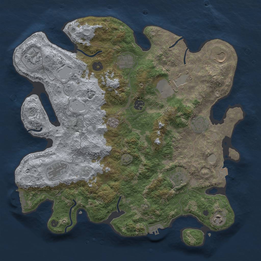 Rust Map: Procedural Map, Size: 3800, Seed: 34181990, 18 Monuments