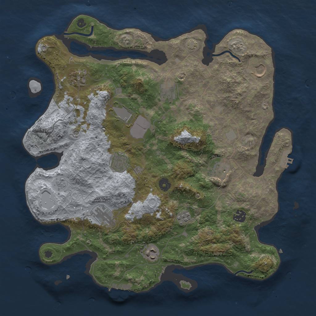 Rust Map: Procedural Map, Size: 3750, Seed: 296770513, 18 Monuments
