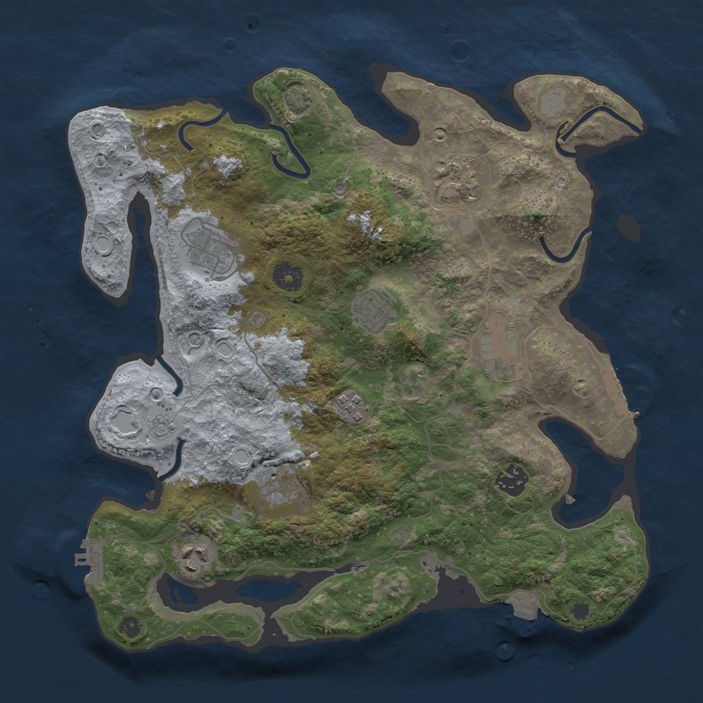 Rust Map: Procedural Map, Size: 3450, Seed: 11959533, 16 Monuments