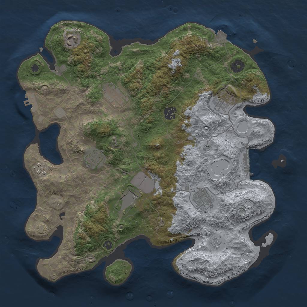 Rust Map: Procedural Map, Size: 3500, Seed: 587921065, 16 Monuments