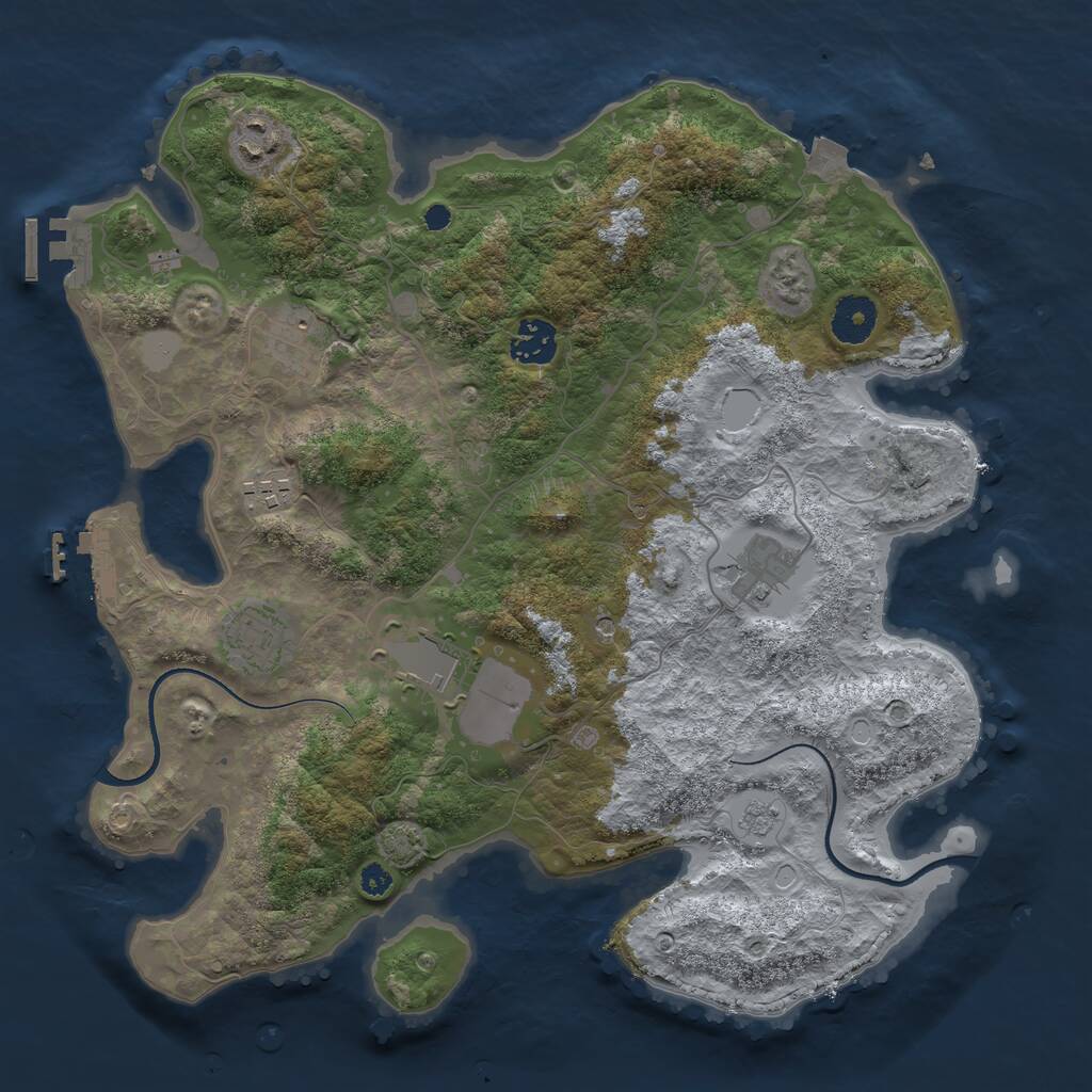 Rust Map: Procedural Map, Size: 3500, Seed: 587921065, 13 Monuments