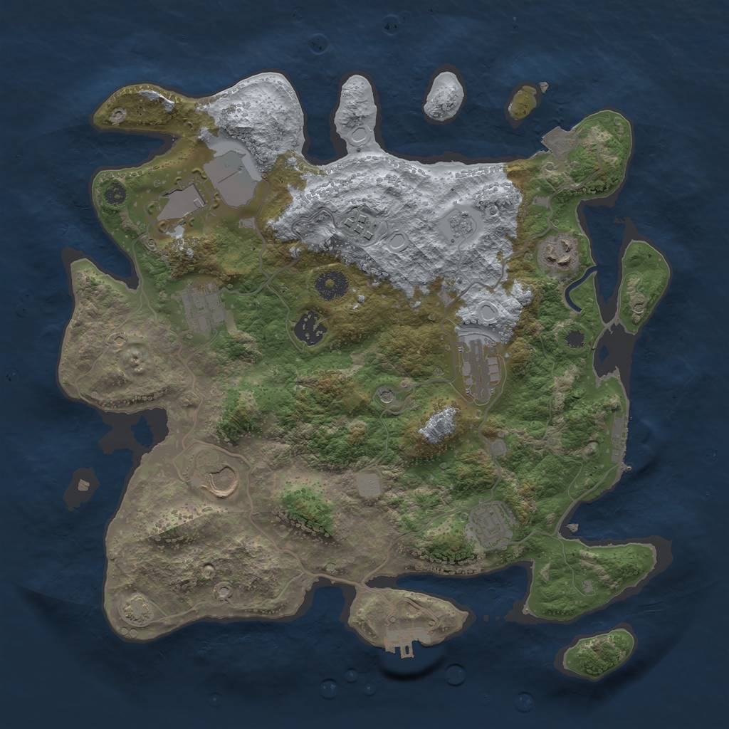 Rust Map: Procedural Map, Size: 3500, Seed: 20340893, 16 Monuments