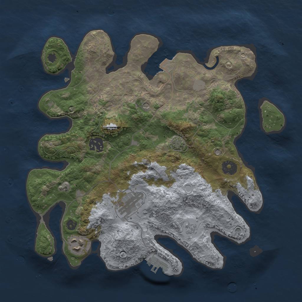 Rust Map: Procedural Map, Size: 3000, Seed: 12911, 10 Monuments