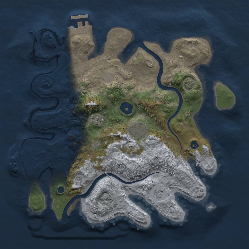 Rust Map: Procedural Map, Size: 3000, Seed: 12911, 8 Monuments