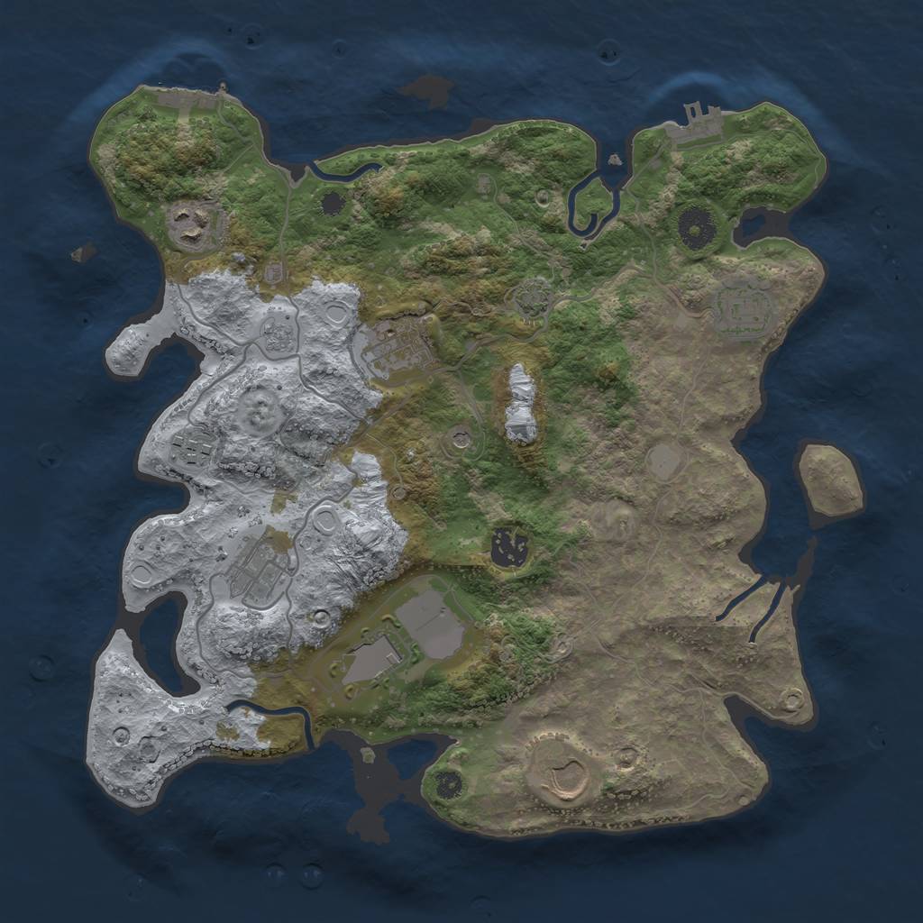 Rust Map: Procedural Map, Size: 3500, Seed: 753622027, 16 Monuments
