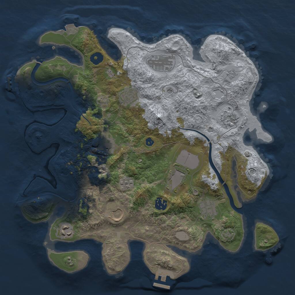 Rust Map: Procedural Map, Size: 3550, Seed: 66942825, 16 Monuments