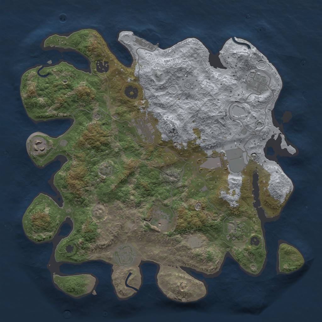 Rust Map: Procedural Map, Size: 3550, Seed: 66942825, 15 Monuments