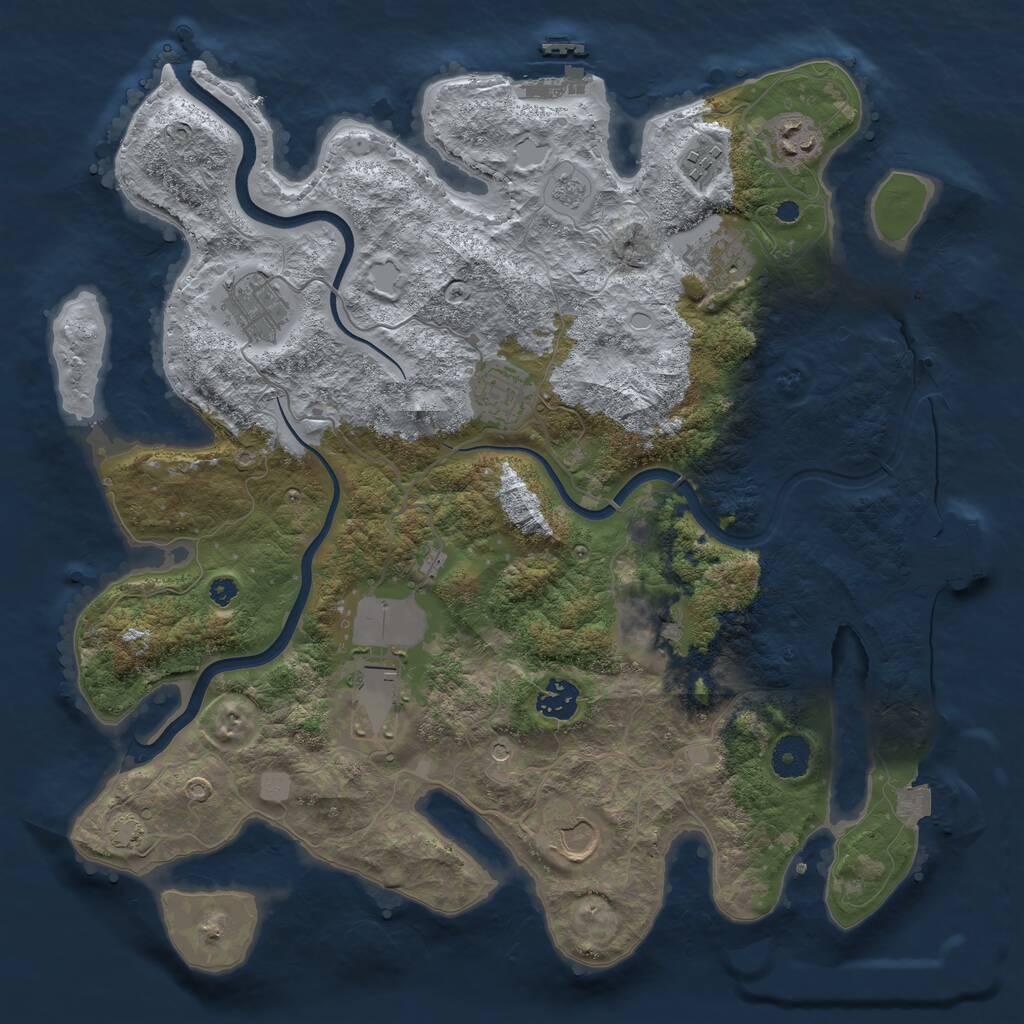 Rust Map: Procedural Map, Size: 3750, Seed: 1459587336, 15 Monuments