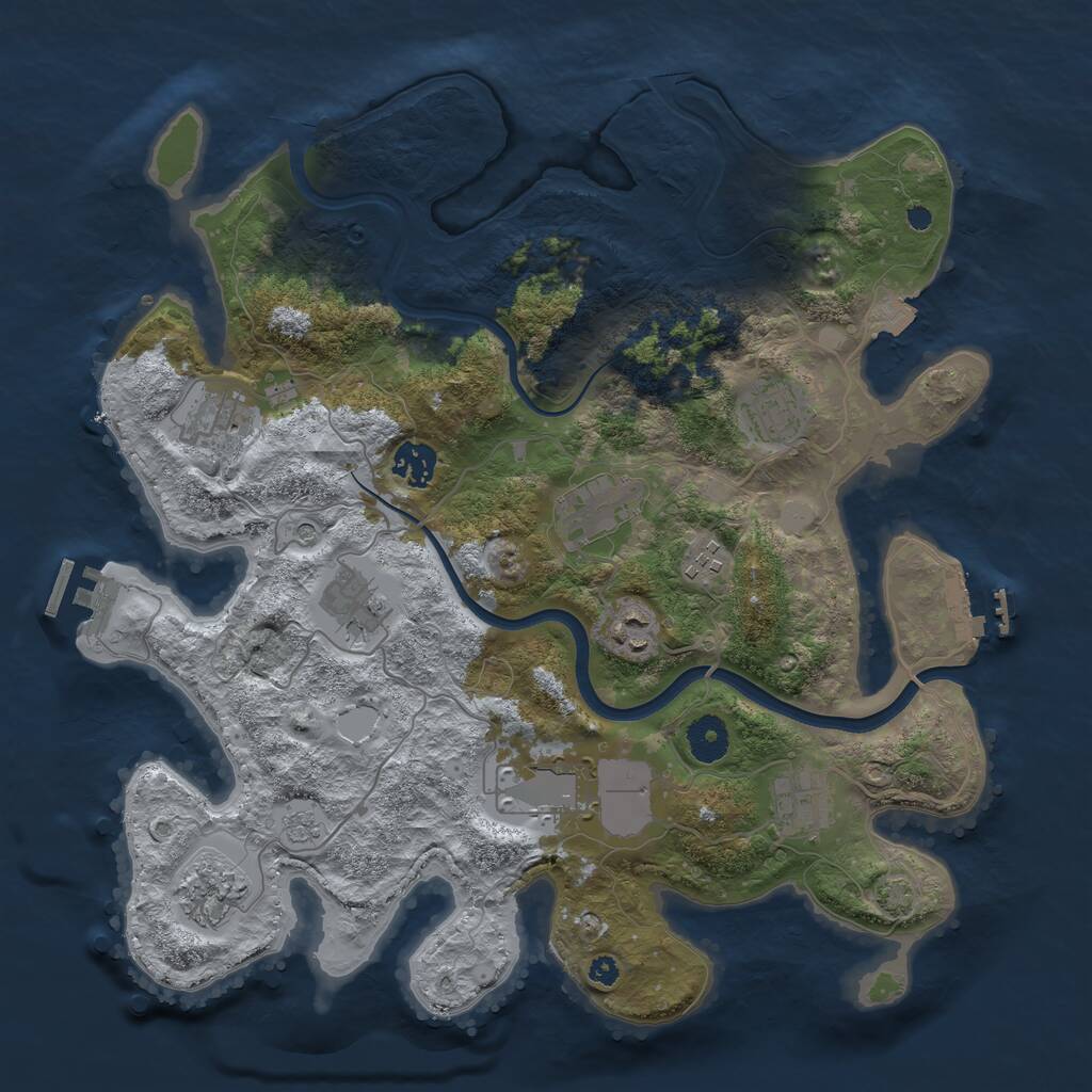 Rust Map: Procedural Map, Size: 3700, Seed: 43147196, 16 Monuments