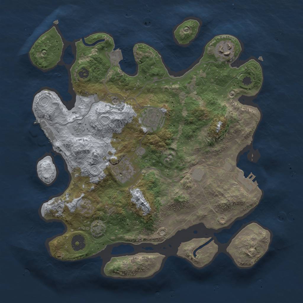 Rust Map: Procedural Map, Size: 3000, Seed: 215246391, 11 Monuments