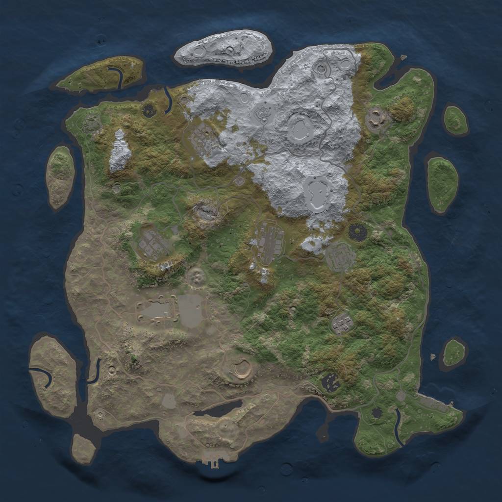 Rust Map: Procedural Map, Size: 4000, Seed: 49826819, 17 Monuments