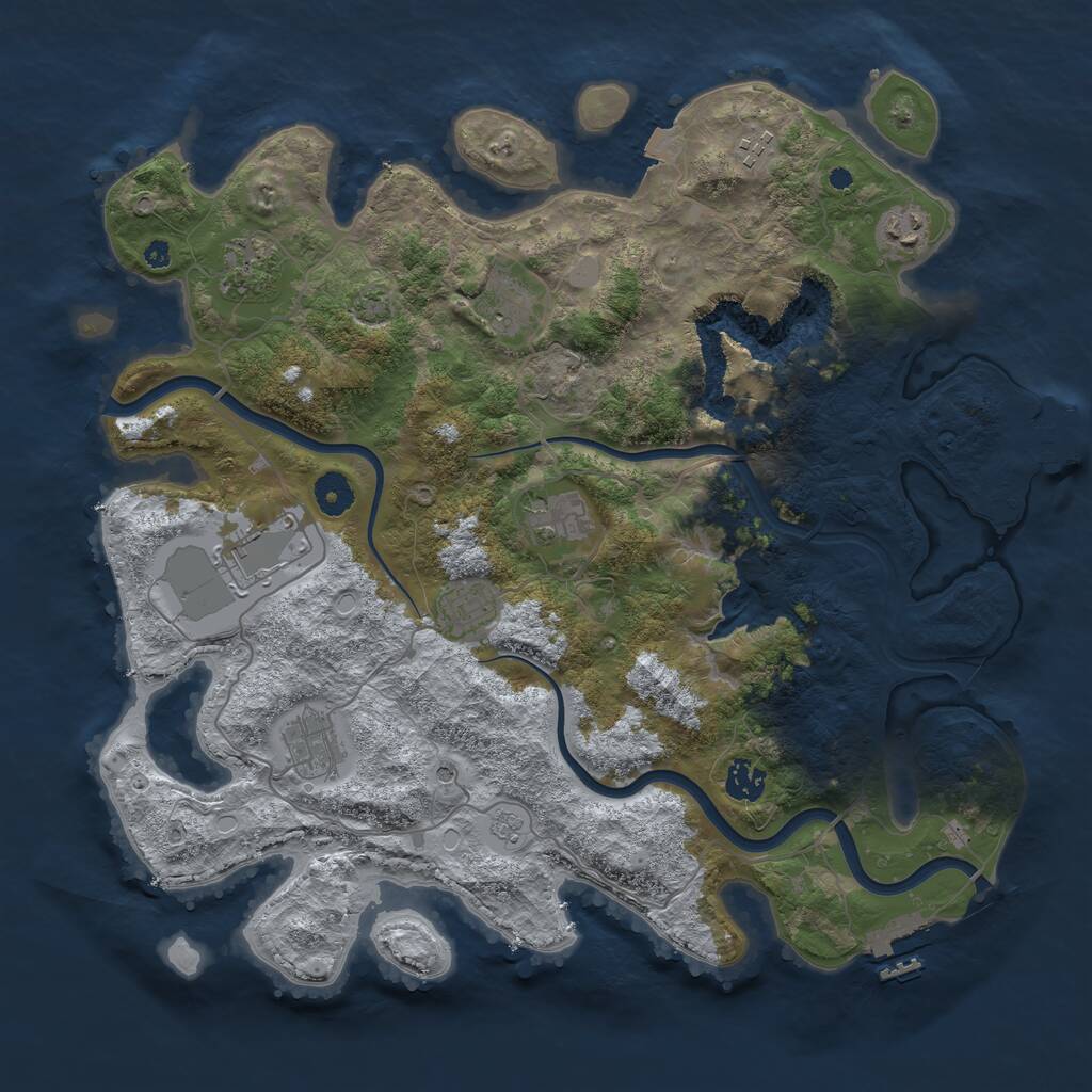 Rust Map: Procedural Map, Size: 4000, Seed: 2070254699, 15 Monuments