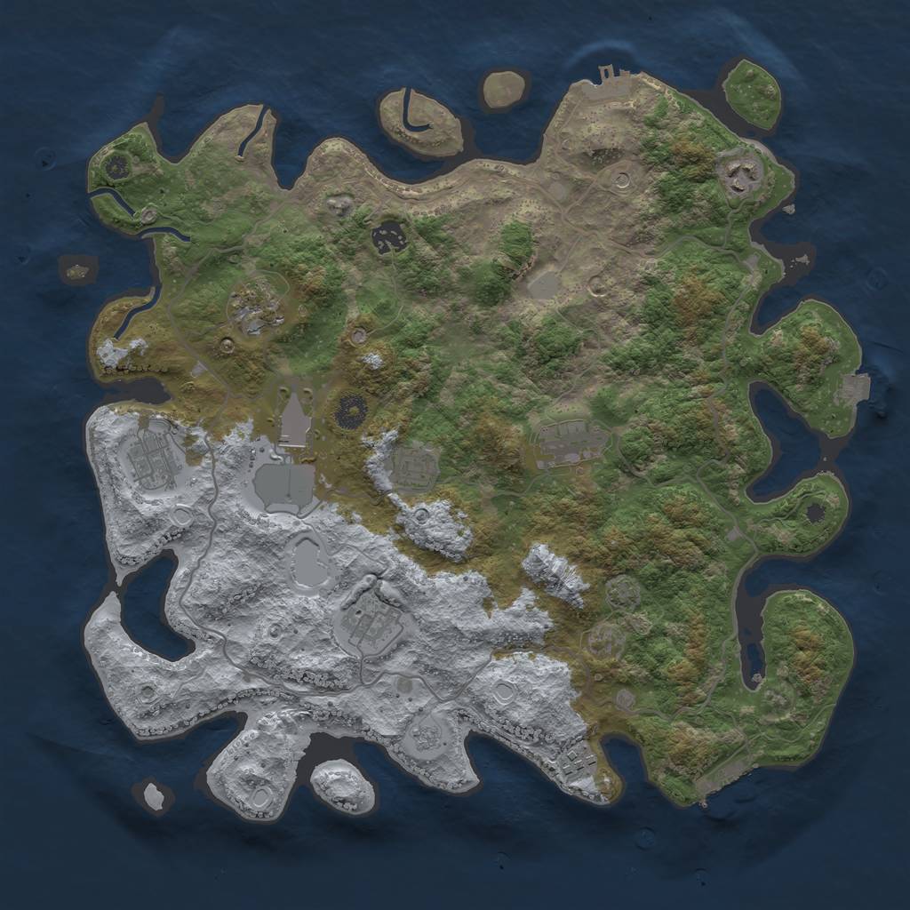 Rust Map: Procedural Map, Size: 4000, Seed: 2070254699, 17 Monuments