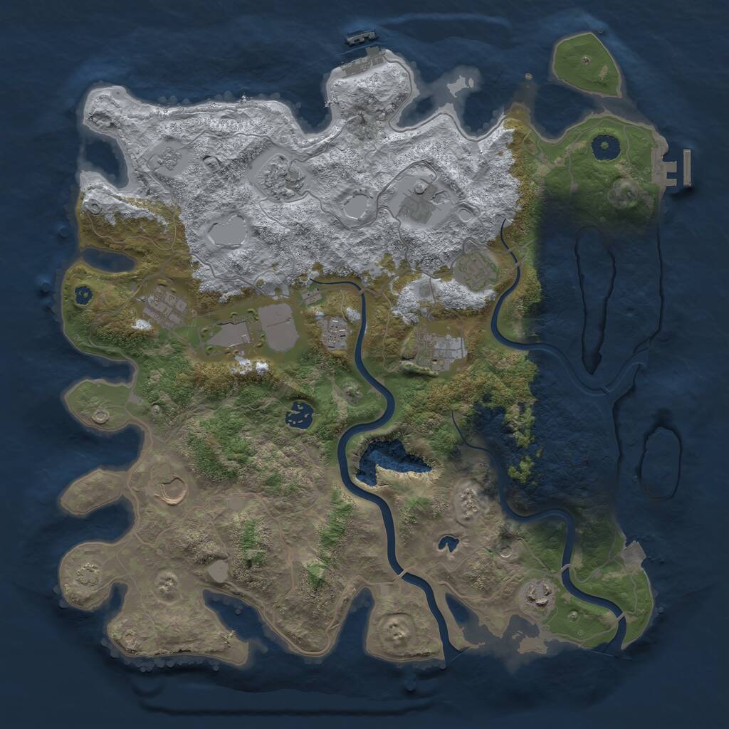 Rust Map: Procedural Map, Size: 4000, Seed: 77717771, 16 Monuments
