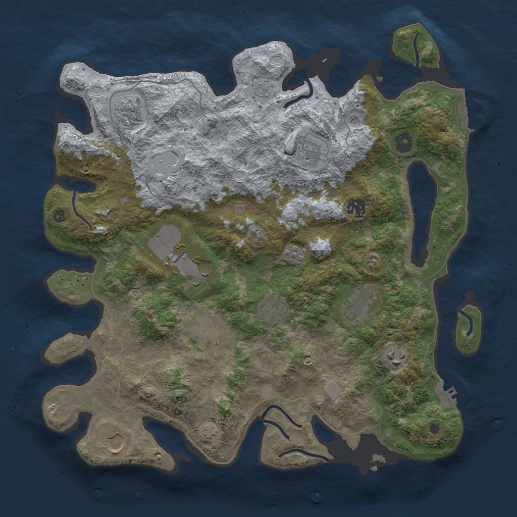 Rust Map: Procedural Map, Size: 4000, Seed: 77717771, 18 Monuments