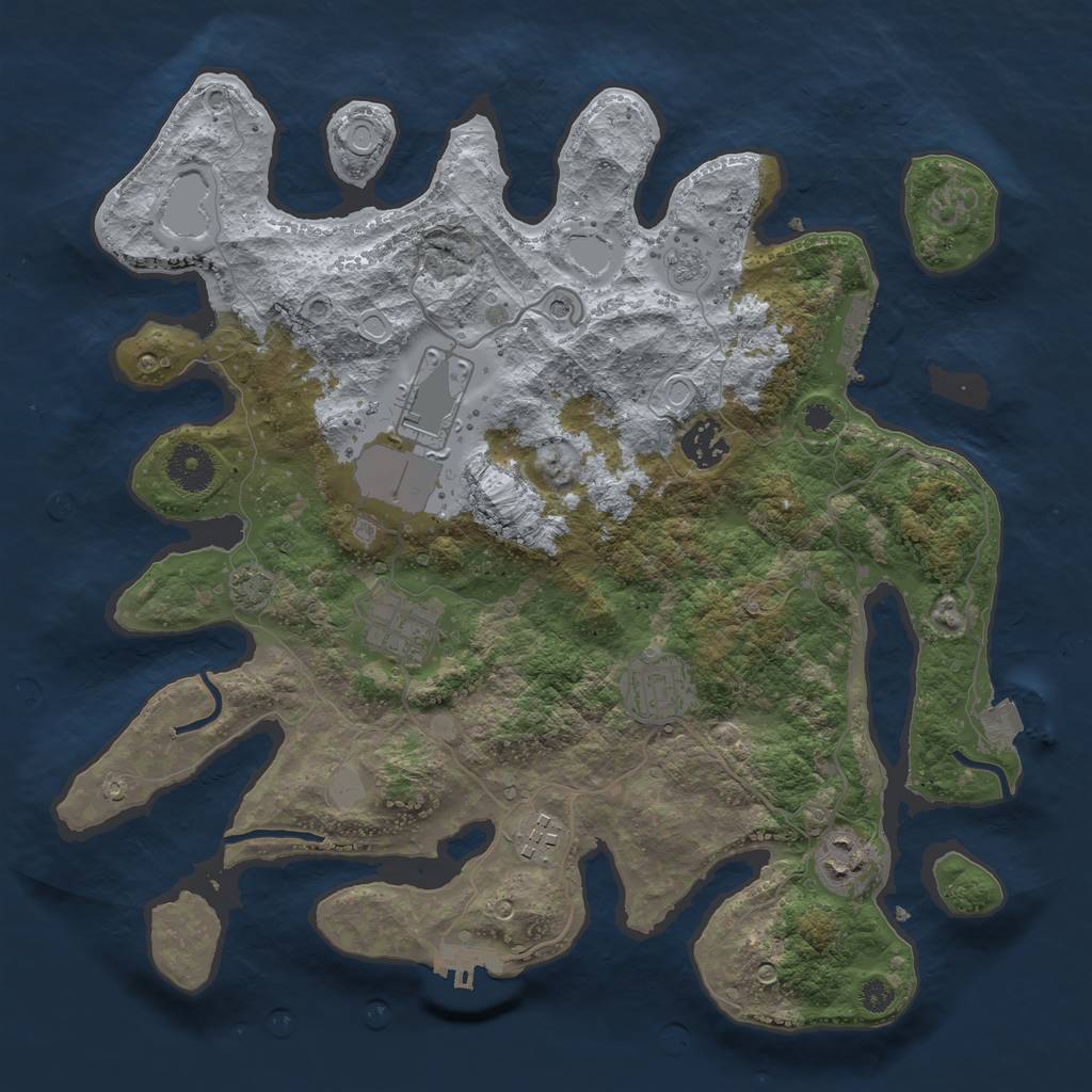 Rust Map: Procedural Map, Size: 3500, Seed: 1268742075, 14 Monuments