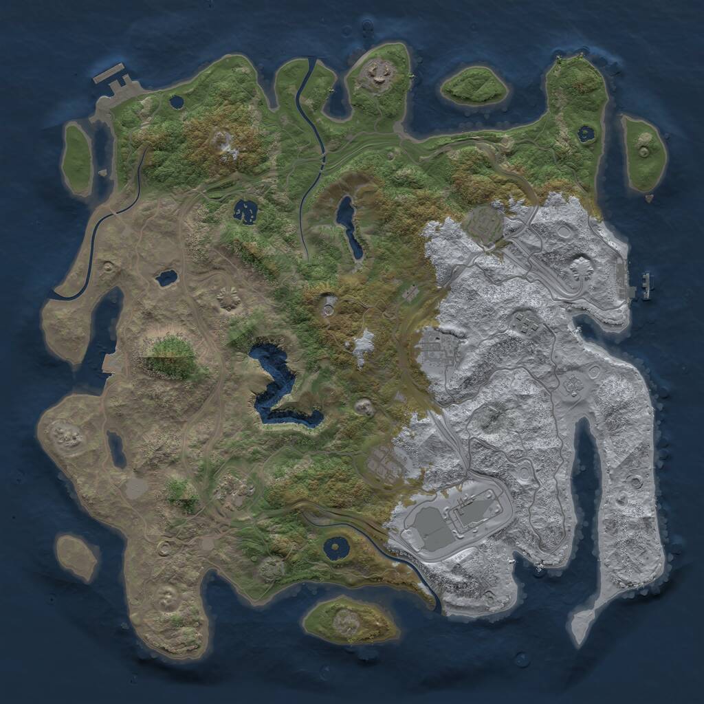 Rust Map: Procedural Map, Size: 4300, Seed: 83584271, 14 Monuments