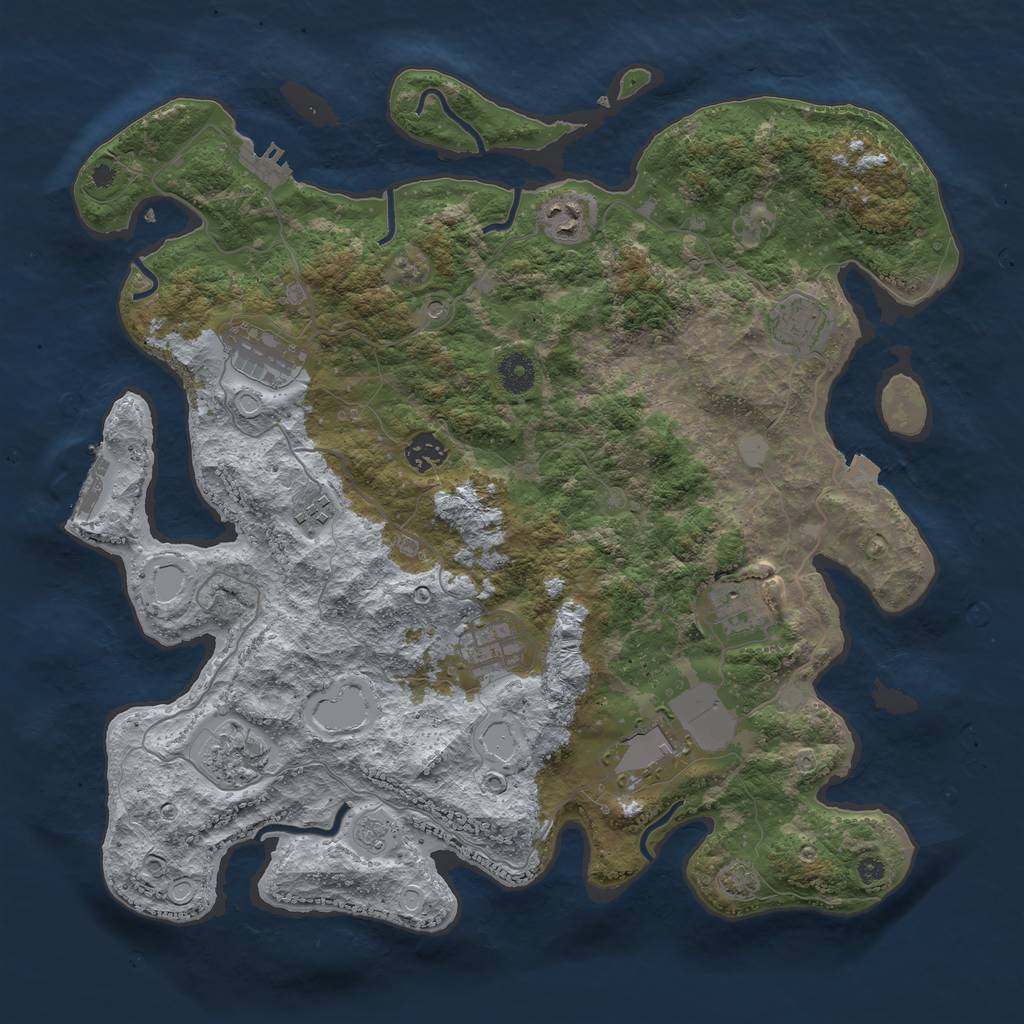 Rust Map: Procedural Map, Size: 3950, Seed: 40284225, 17 Monuments