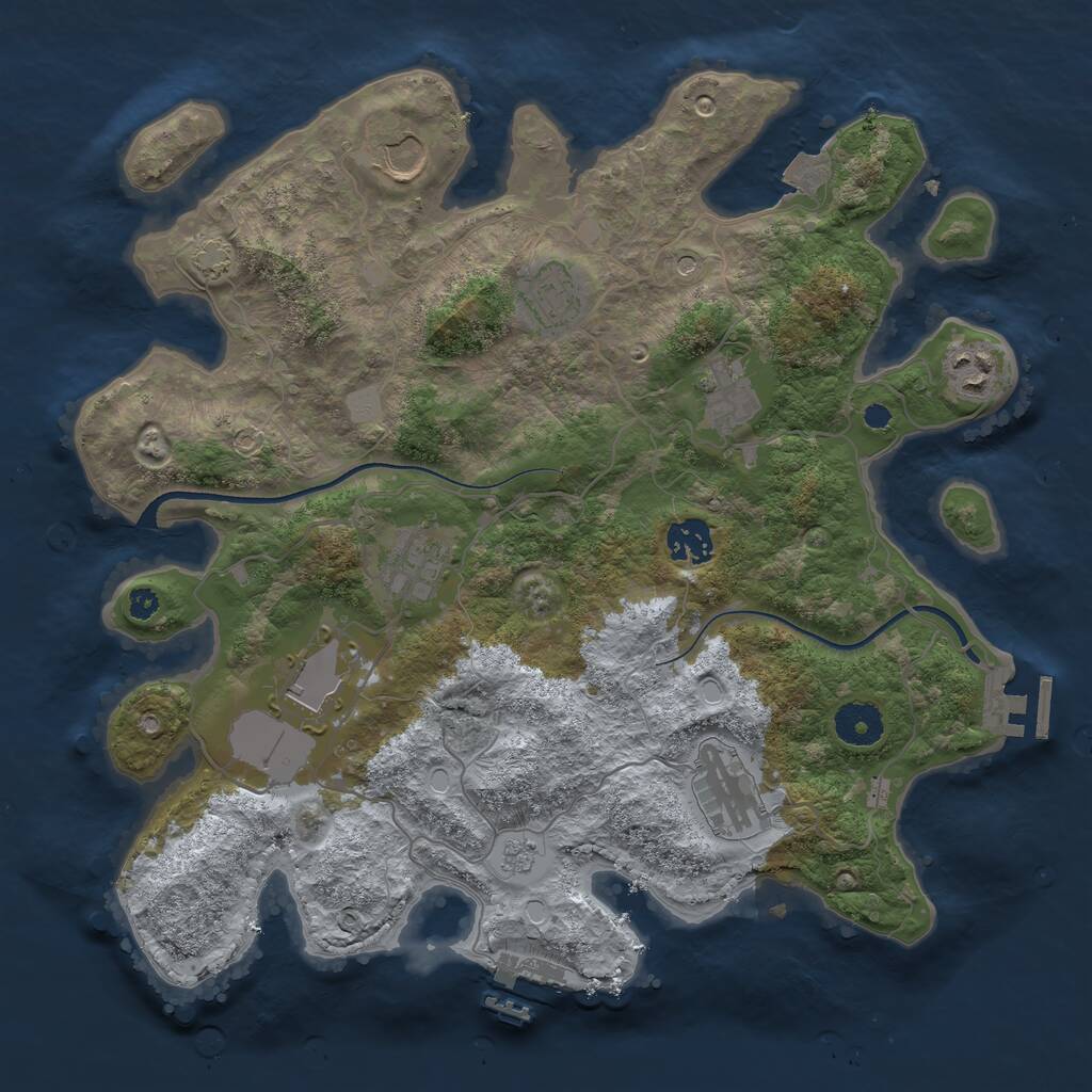 Rust Map: Procedural Map, Size: 3530, Seed: 877667, 14 Monuments