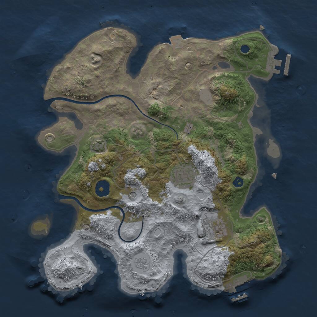 Rust Map: Procedural Map, Size: 3000, Seed: 126281902, 8 Monuments