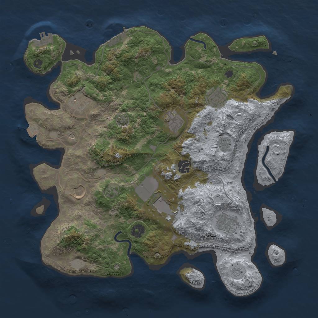 Rust Map: Procedural Map, Size: 3500, Seed: 55917973, 16 Monuments