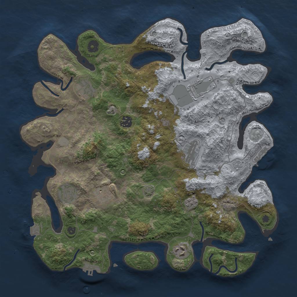 Rust Map: Procedural Map, Size: 3700, Seed: 1481537129, 16 Monuments