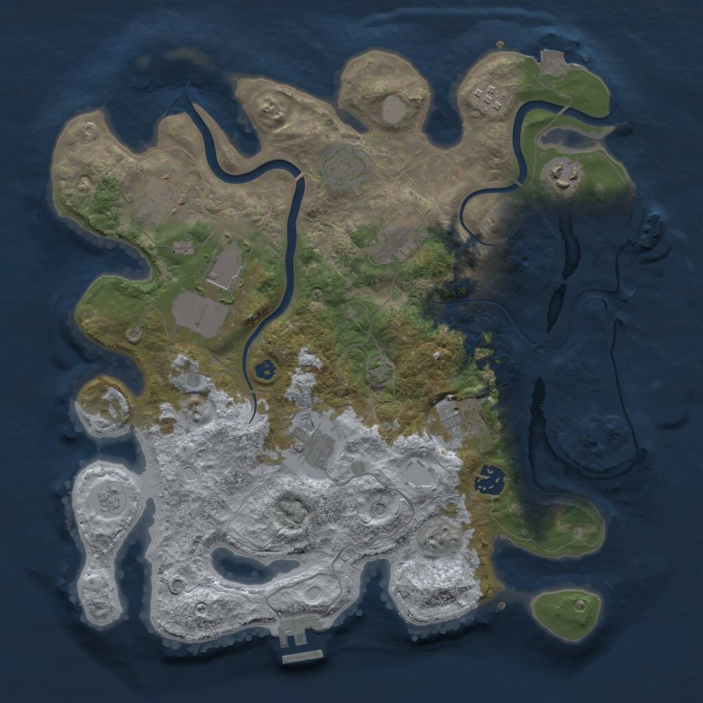 Rust Map: Procedural Map, Size: 3500, Seed: 51047421, 15 Monuments