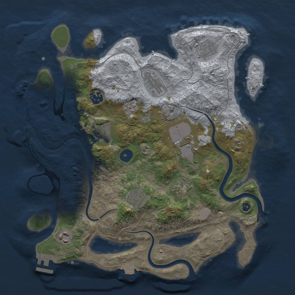 Rust Map: Procedural Map, Size: 3500, Seed: 52168376, 14 Monuments