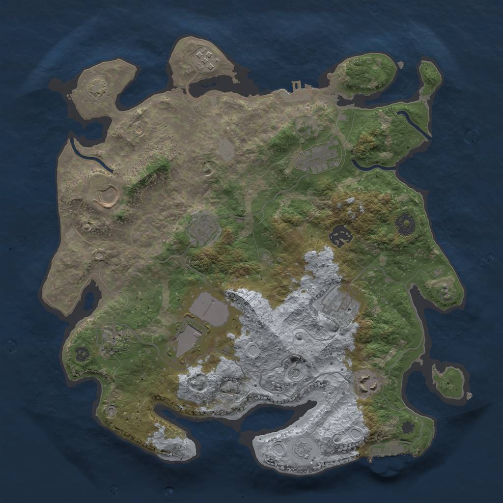 Rust Map: Procedural Map, Size: 3500, Seed: 33291620, 17 Monuments