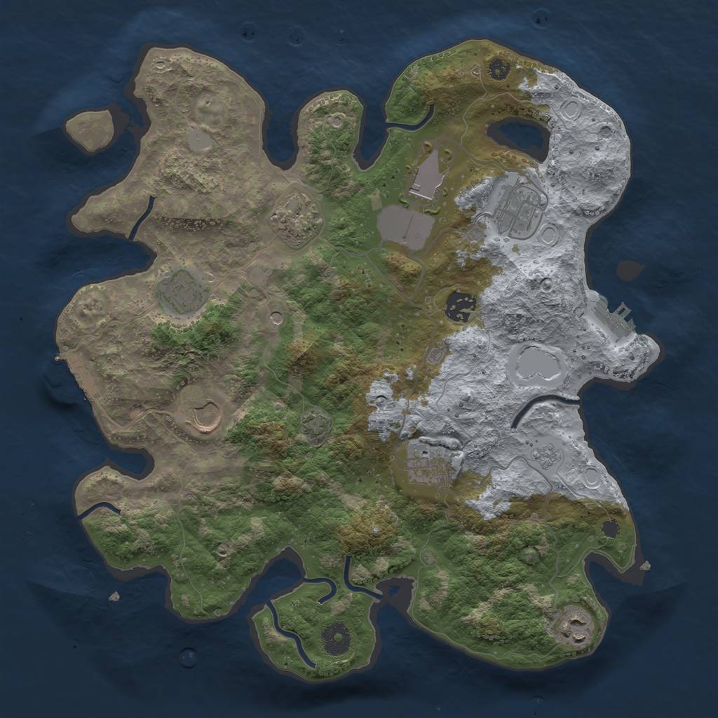 Rust Map: Procedural Map, Size: 3500, Seed: 60784538, 16 Monuments