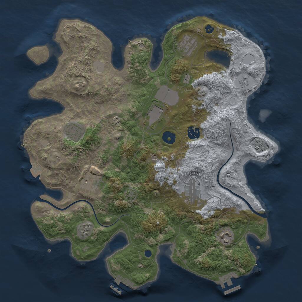 Rust Map: Procedural Map, Size: 3500, Seed: 60784538, 14 Monuments