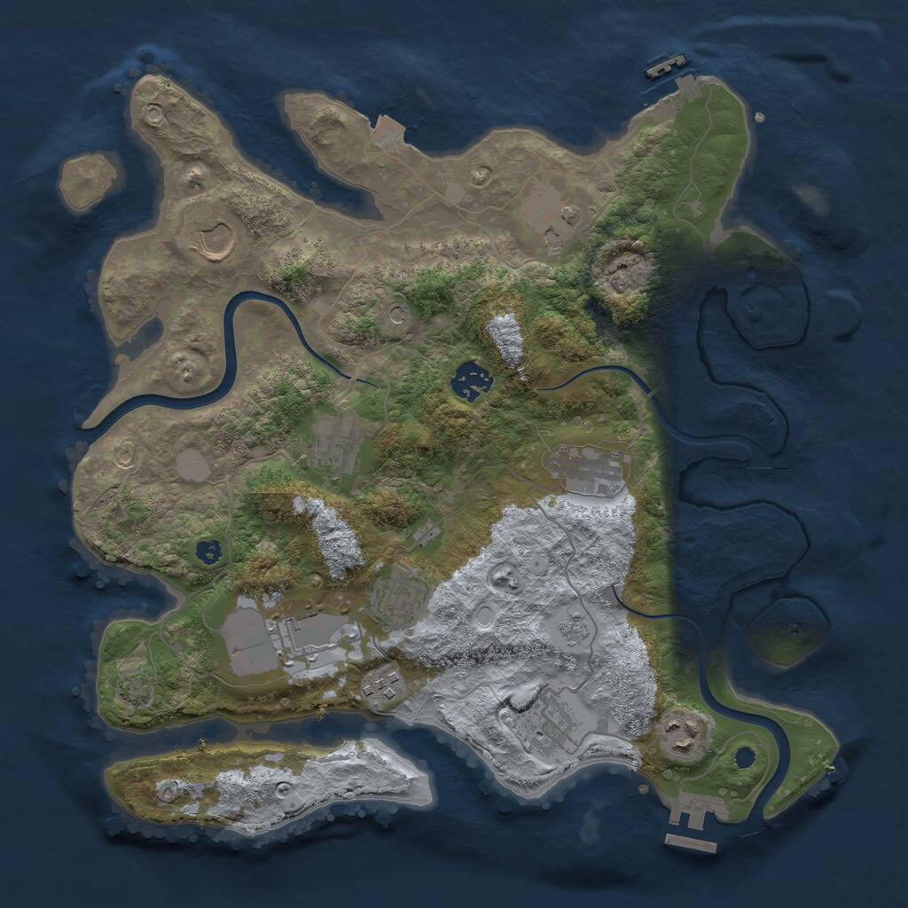 Rust Map: Procedural Map, Size: 3550, Seed: 387002, 16 Monuments