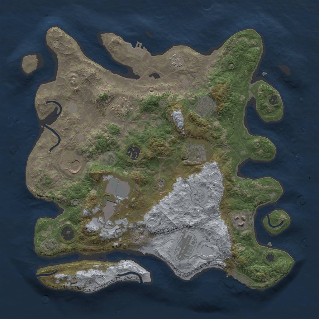 Rust Map: Procedural Map, Size: 3550, Seed: 387002, 17 Monuments