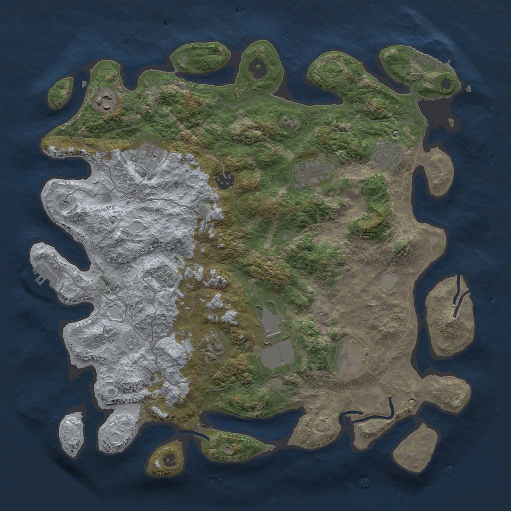 Rust Map: Procedural Map, Size: 4000, Seed: 36517913, 17 Monuments
