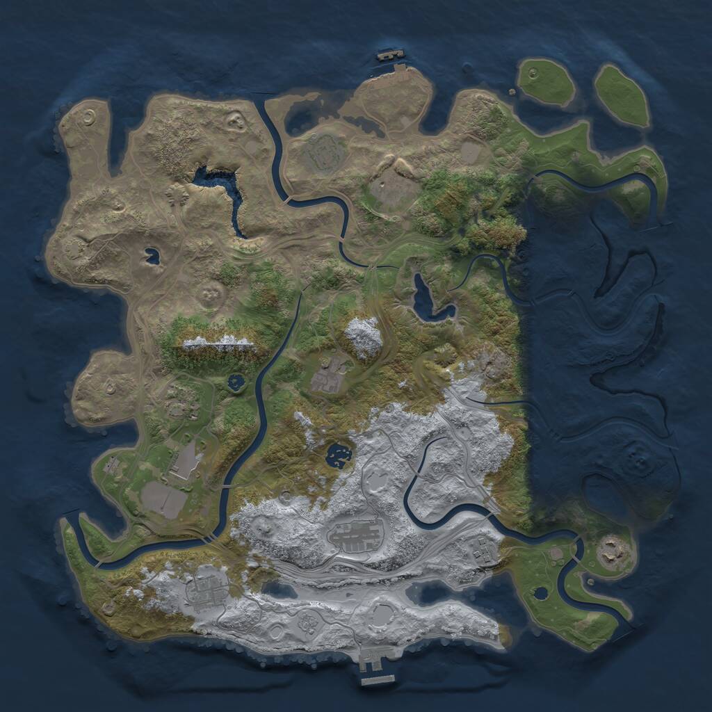 Rust Map: Procedural Map, Size: 4300, Seed: 37782693, 16 Monuments