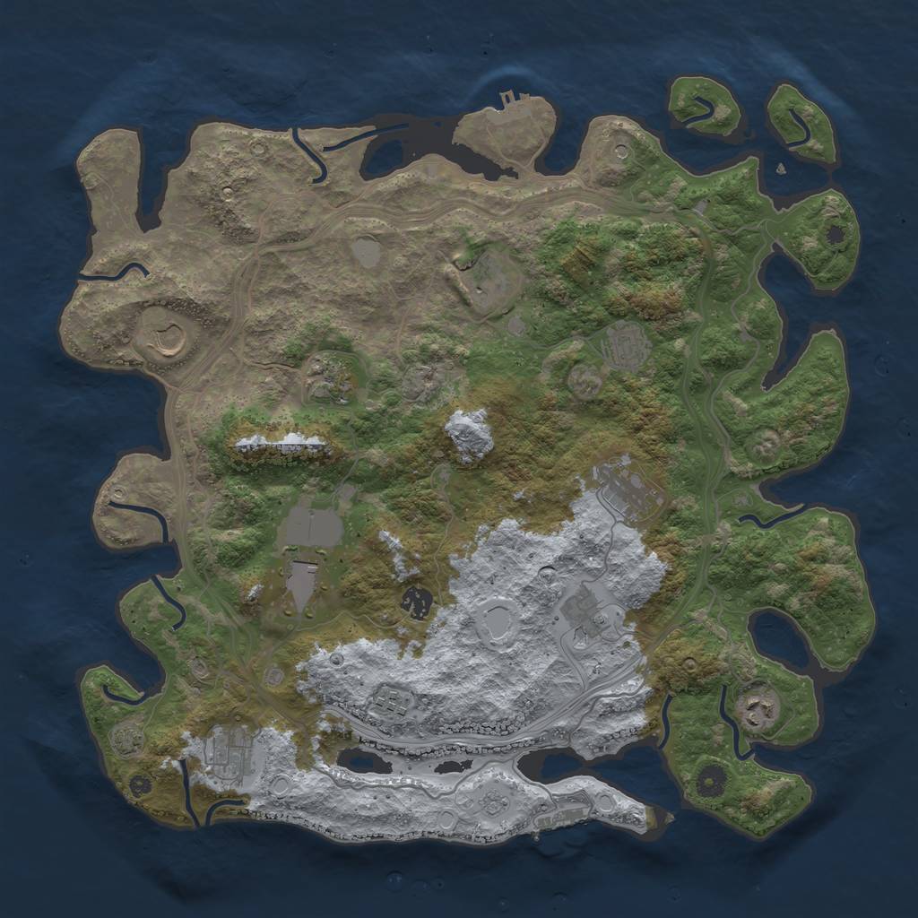 Rust Map: Procedural Map, Size: 4300, Seed: 37782693, 19 Monuments