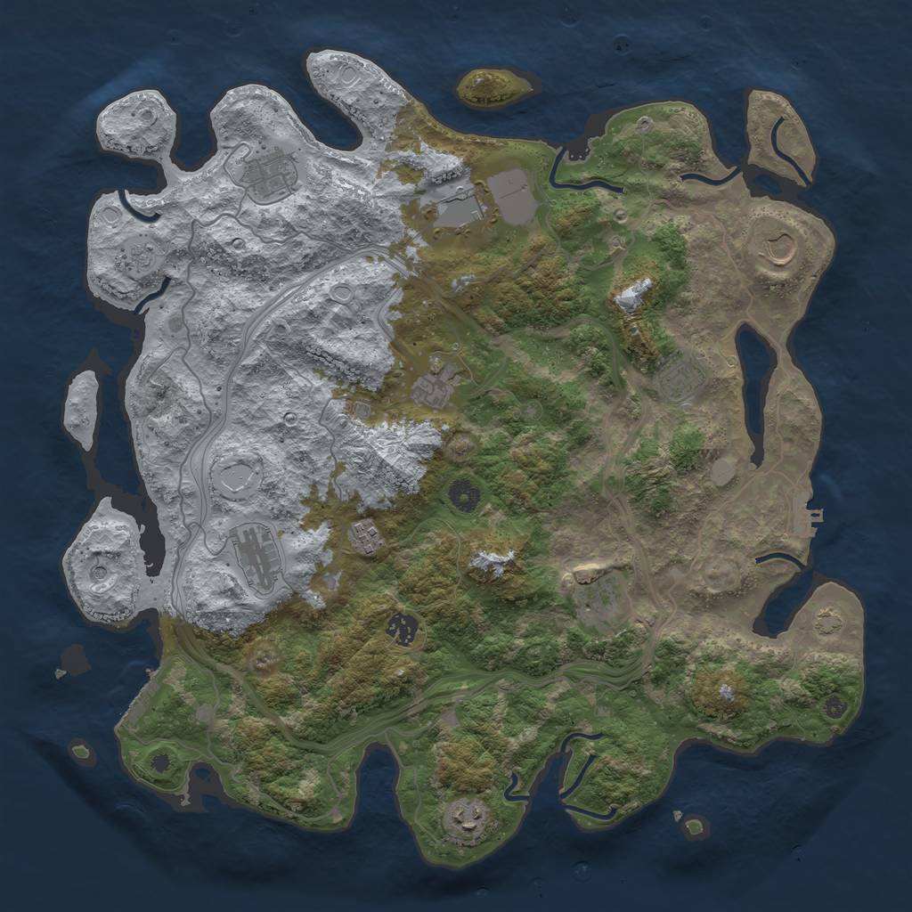 Rust Map: Procedural Map, Size: 4300, Seed: 52390972, 18 Monuments