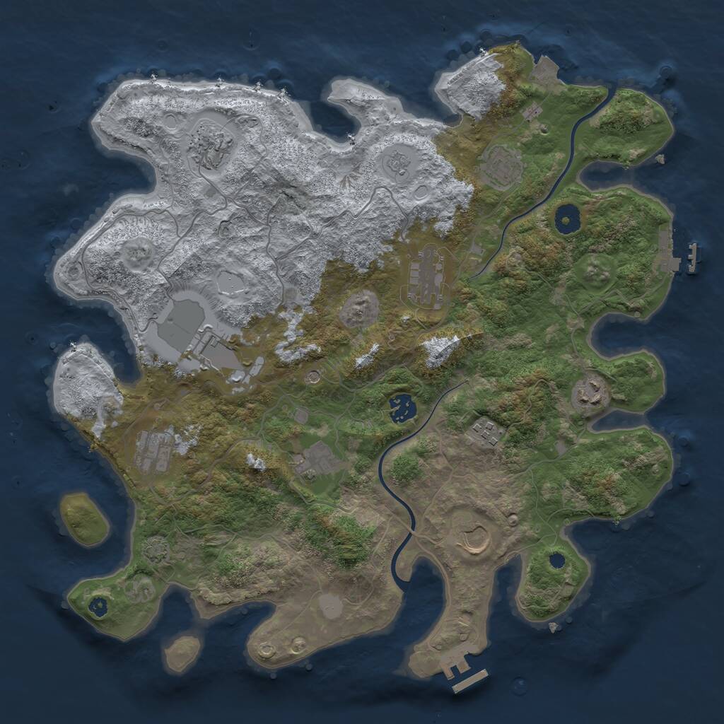 Rust Map: Procedural Map, Size: 3840, Seed: 1936451167, 16 Monuments