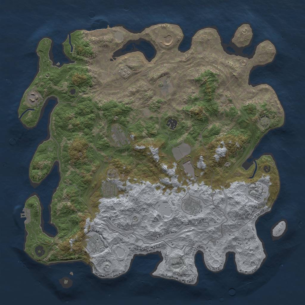 Rust Map: Procedural Map, Size: 4300, Seed: 64119611, 19 Monuments