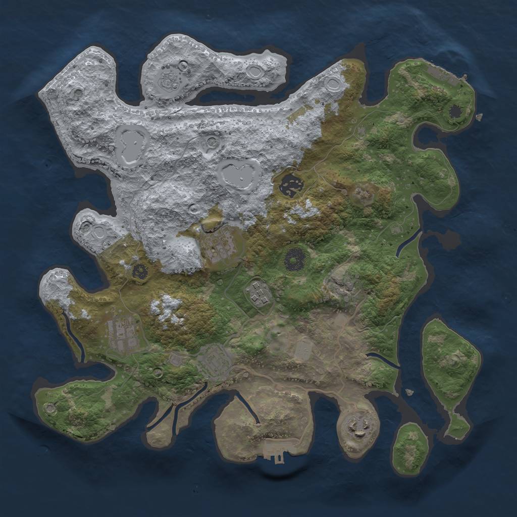Rust Map: Procedural Map, Size: 3400, Seed: 79316887, 13 Monuments