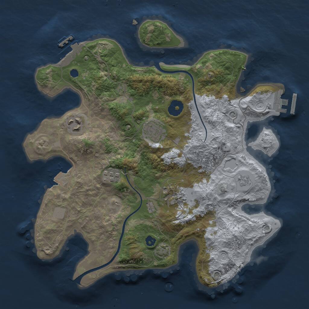 Rust Map: Procedural Map, Size: 3000, Seed: 517999409, 10 Monuments