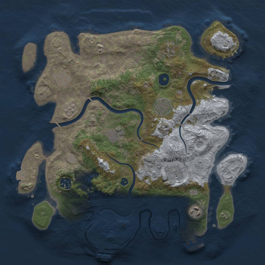 Rust Map: Procedural Map, Size: 3450, Seed: 14275511, 14 Monuments