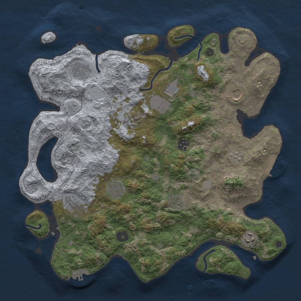 Rust Map: Procedural Map, Size: 3900, Seed: 14549210, 18 Monuments