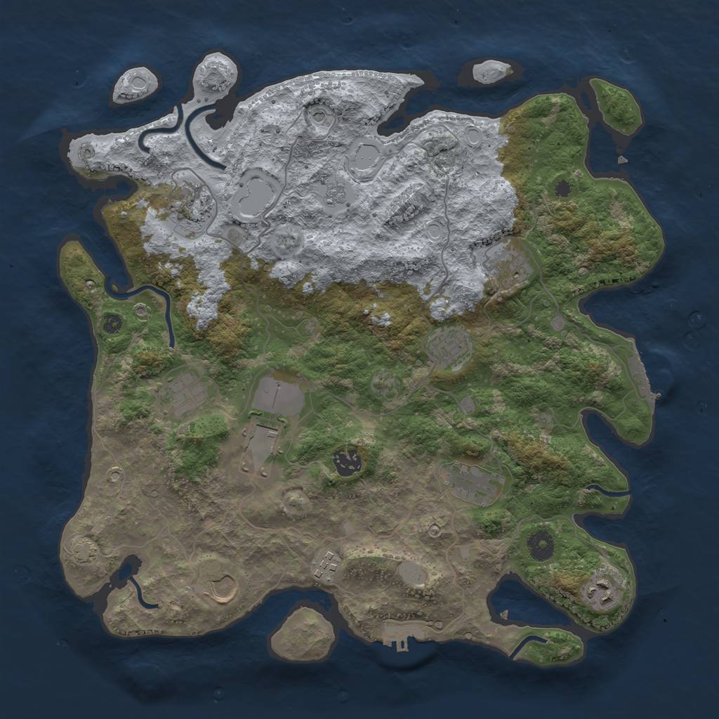 Rust Map: Procedural Map, Size: 3800, Seed: 51330184, 18 Monuments