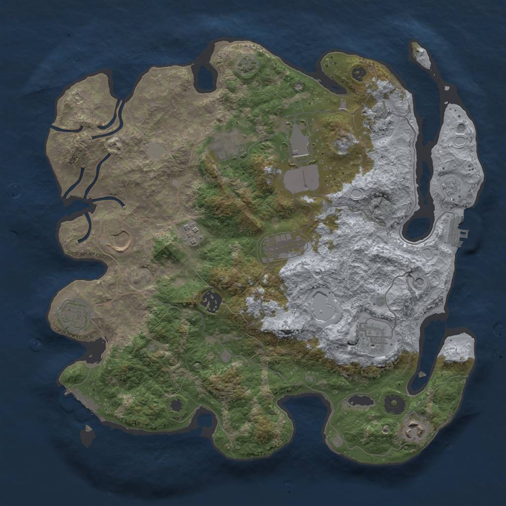 Rust Map: Procedural Map, Size: 3650, Seed: 92491258, 18 Monuments